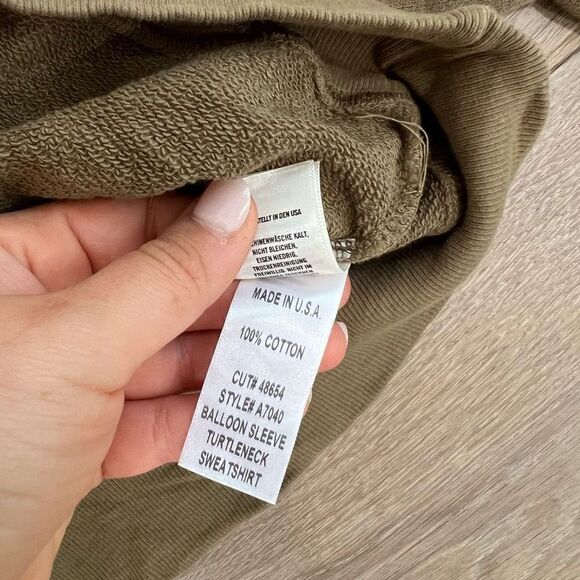 Agolde Balloon Sleeve Turtleneck Sweater Green Size M - Picture 4 of 6